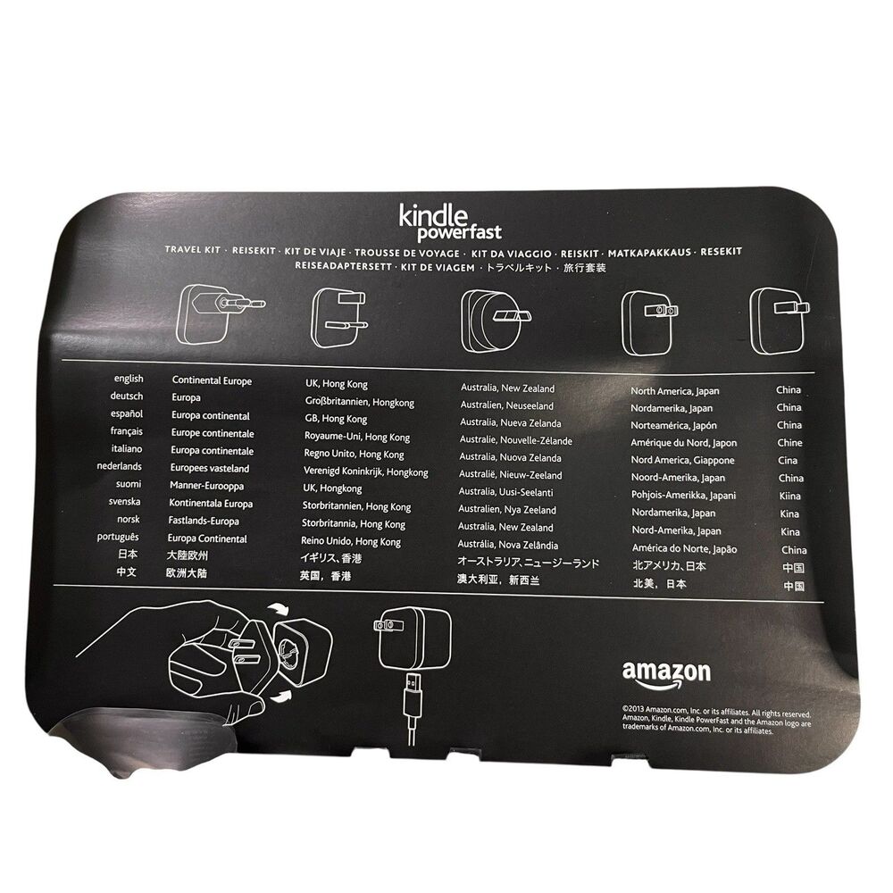 NOB Amazon Kindle Powerfast Travel Power Wall Plug Adapter Kit Worldwide Travel - Picture 3 of 14